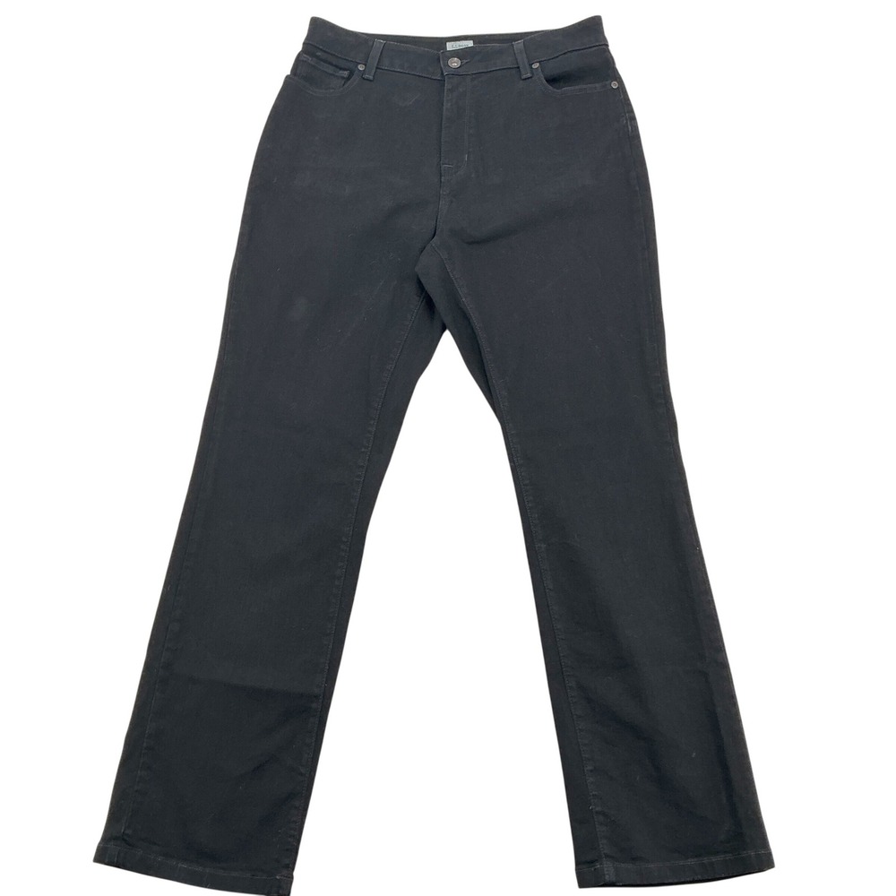 L.L.Bean Classic Fit Jeans Womens 14 Reg Black Cotton Stretch High Rise Denim